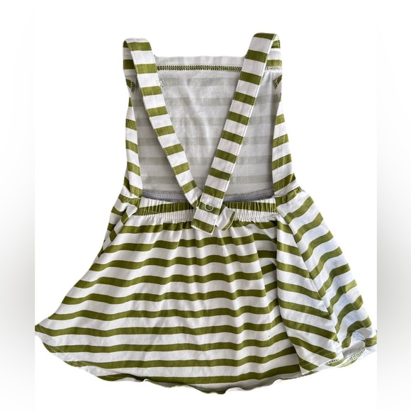 Striped Green and White Kids Dress - Picture 2 of 2